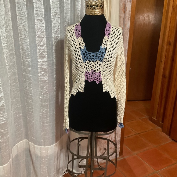 Ilka Suarez New York Crochet Cropped Sweater XS - Picture 2 of 9